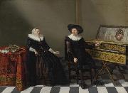 Marriage Portrait of a Husband and Wife of the Lossy de Warine Family, oil on panel painting by Gerard Donck unknow artist